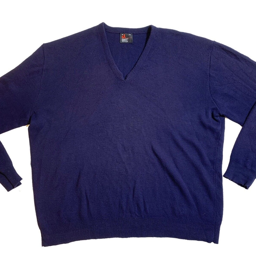 Vintage 70s 80s Robert Bruce V-Neck Made in USA Men's Pullover Sweater Size 3X